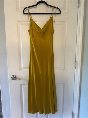 mustard satin dress zara Zara Yellow Satin Mini Dress by Zara